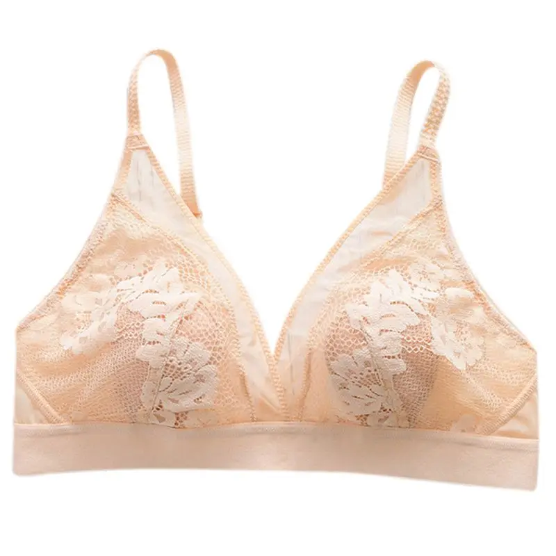 

Women Sexy Deep V Triangle Bra Crochet Floral Lace Lightly Padded Thin Bralette 83XF
