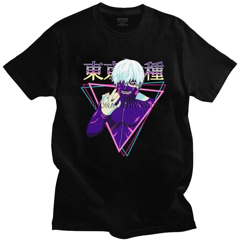 

Handsome Tokyo Ghoul Kaneki Ken T Shirt Men Short Sleeve Cotton T-shirt Print Japan Vaporwave Aesthetic Tshirt Anime Manga Tee