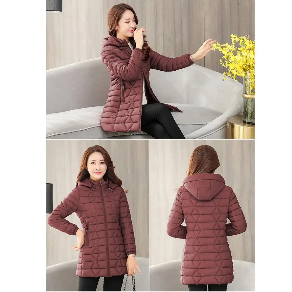 Женская парка с капюшоном черная винно-красная армейская зеленая куртка модель