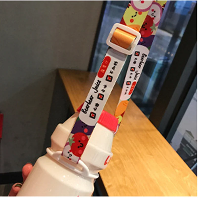 

480 ML Lovely Plastic Water Bottle With Straps For Kids Fruit Portable Water Bottles Children's Water Bottle Milk Juice Cup