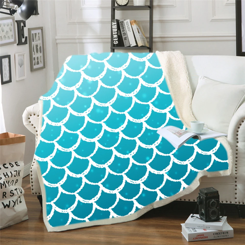 Цветочный шерпа одеяло рыбья чешуя покрывало любовь и мир Бархатные плюшевые