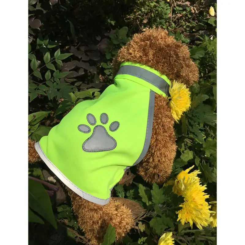 Одежда для собак флуоресцентный зеленый вышитый светоотражающий жилет одежда