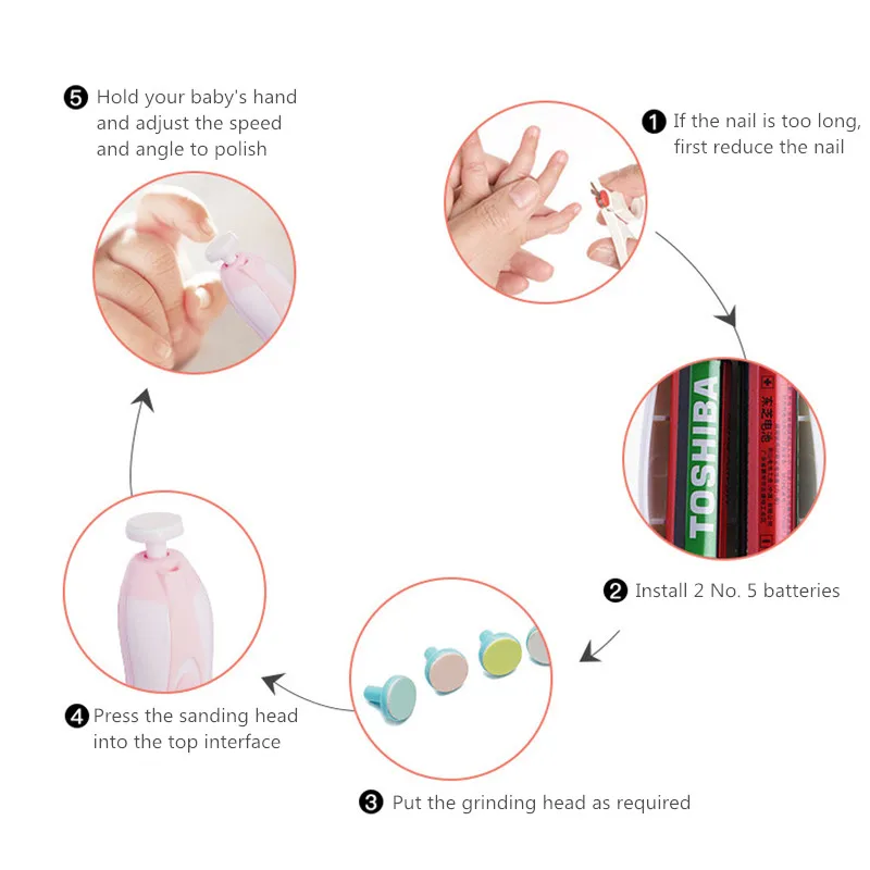 

Electric Baby Nail Trimmer 7 Pieces Ultra-quiet With LED Lights Nail Care Newborn Baby Products Nail Safety Tool Nail Products