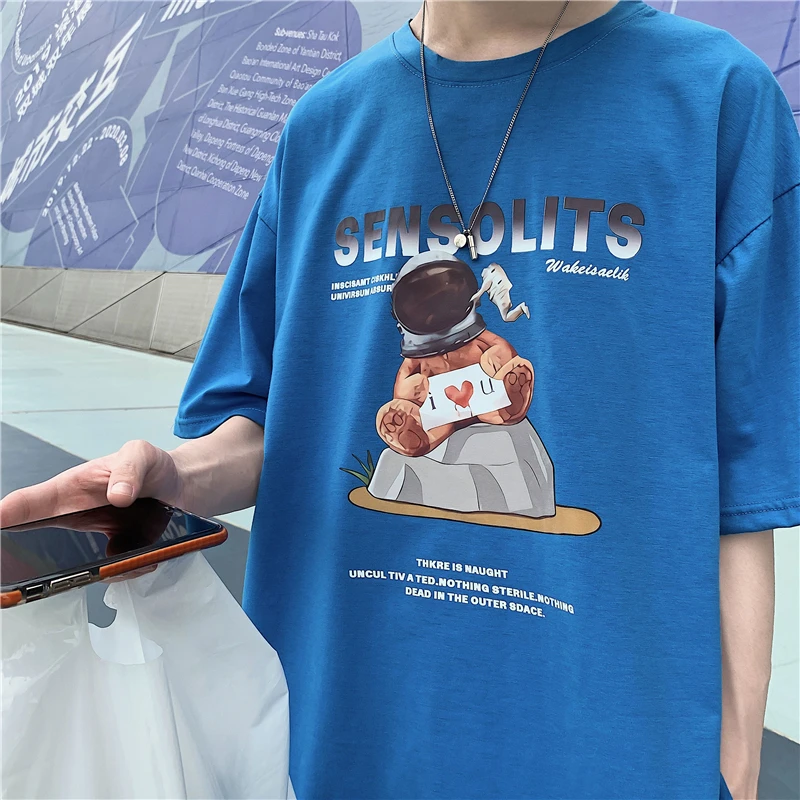 Мужская футболка модный топ с круглым вырезом хлопковая одежда короткими