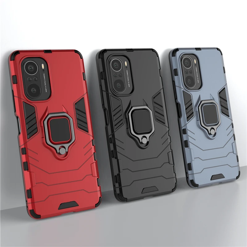 

For Xiaomi Mi 11T Pro Case For Poco F3 X3 M3 Pro NFC F3 GT Redmi Note 10 Pro Cover Protective Armor Finger Ring Cover Mi 11T