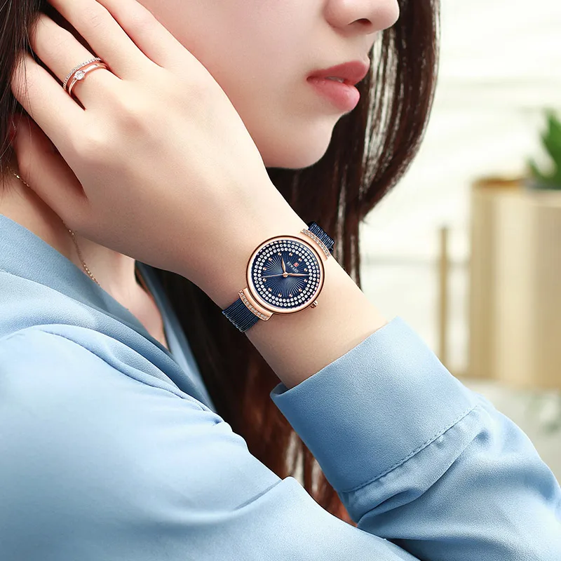 Reloj Muje роскошные Брендовые Часы с сетчатым ремешком женские модные кварцевые