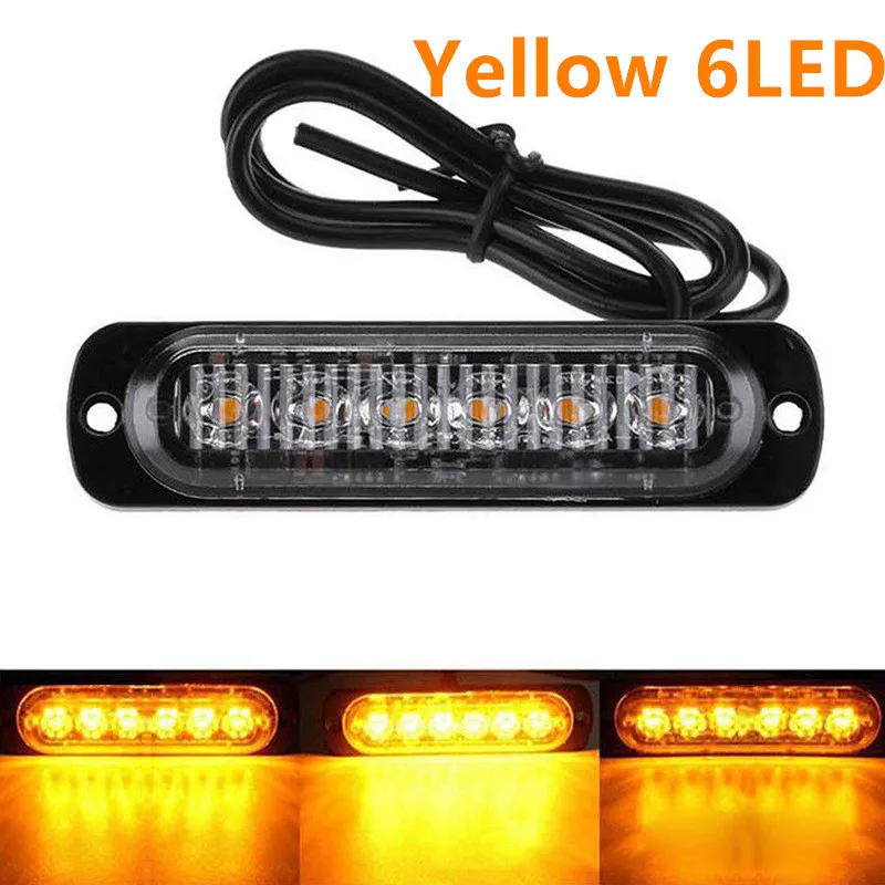 

1pc Vehicle Work Light DC 12V-24V 18W Yellow 6LED Car Truck Warn Safety Urgent Always Bright Light Lamp Accessories For Suv Boat