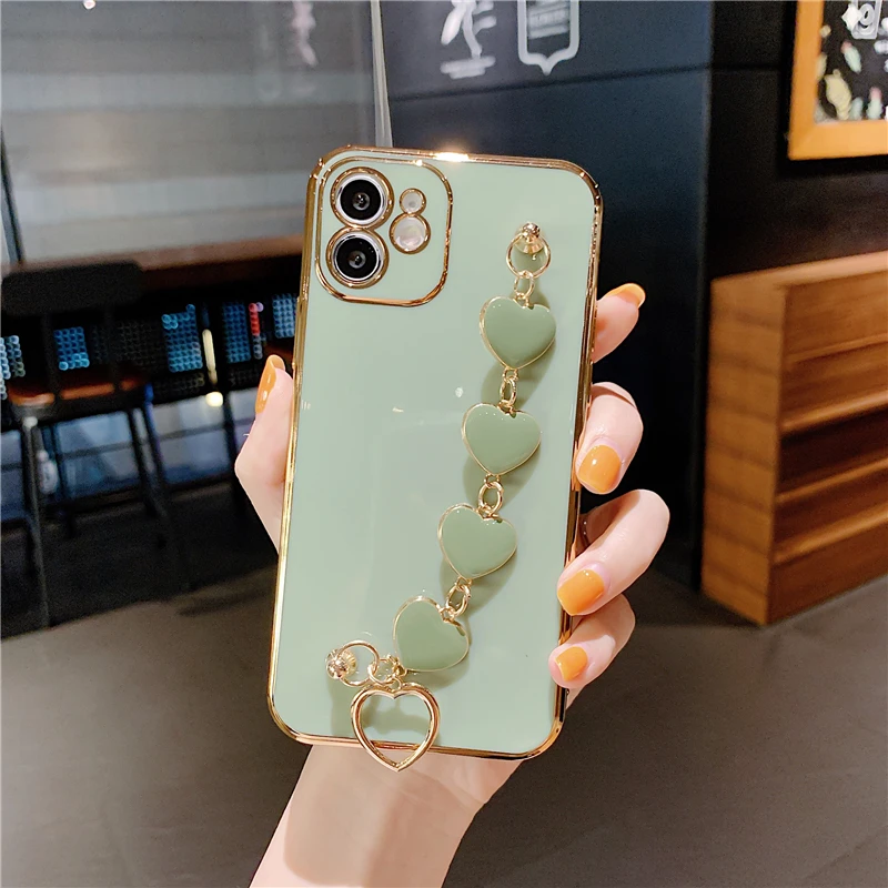 

For iPhone 6d Epoxy Fashion Heart Bracelet Series Anti-Fall Protection Mobile Phone Shell iPhone 11 Pro Phone Case