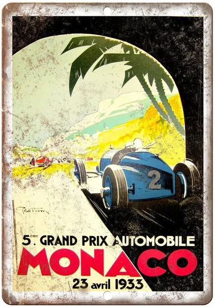 

Monaco Grand Prix Automobile Retro tin sign nostalgic ornament metal poster garage art deco bar cafe shop