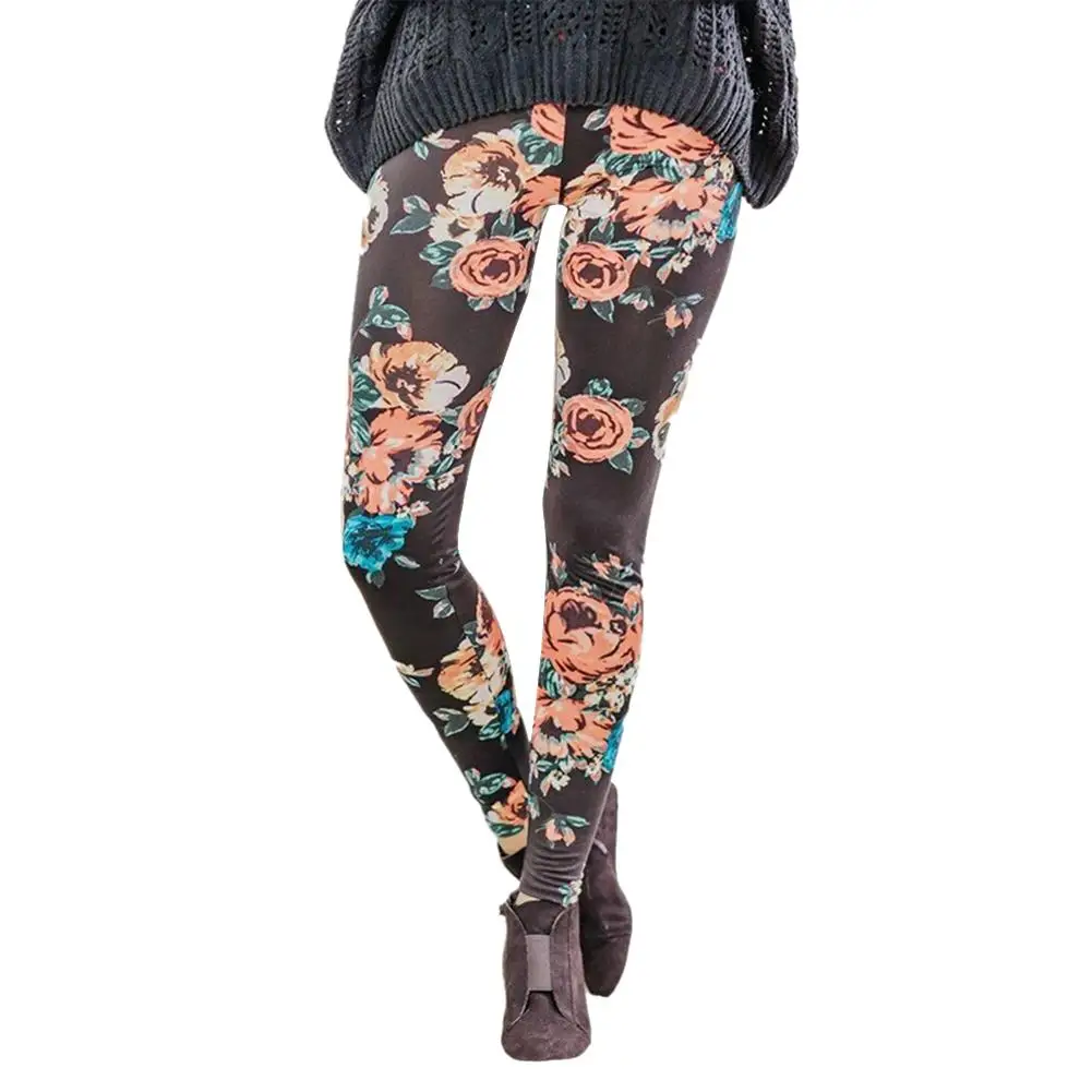 

Women Pant Flower Print High Waisted Hip Lifting Leggings Slim Pant Sport Trouser streetwear pants Women clothing Женские штаны