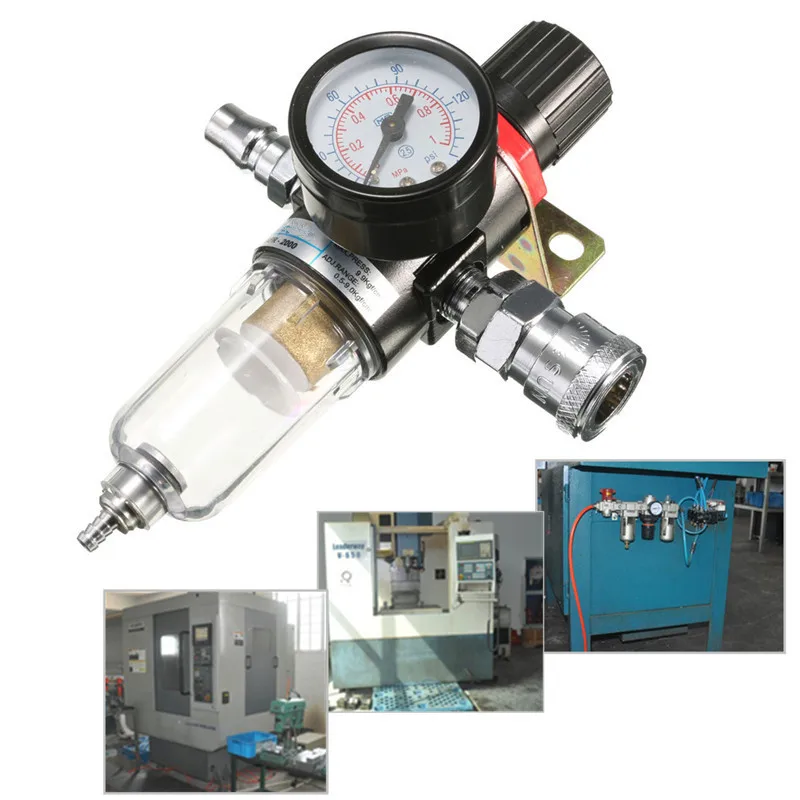 Фото - 1/4 30-120PSI Air Compressor Filter With Regulator Gauge Light Weight Filter Particles 40 Micron Water Separator Trap Tools Kit filter regulator for aw ar20 30 40 02 03 04bg a
