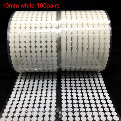 10mm White 100pair Белый, черный, 10 мм, 15 мм, 100 пар, клей, крючок и петли, наклейка, крепкая, самоклеющаяся, точечная, нейлоновая, водонепроницаемая, клейкая, крепежная лента - Цвет: 10mm White 100pair