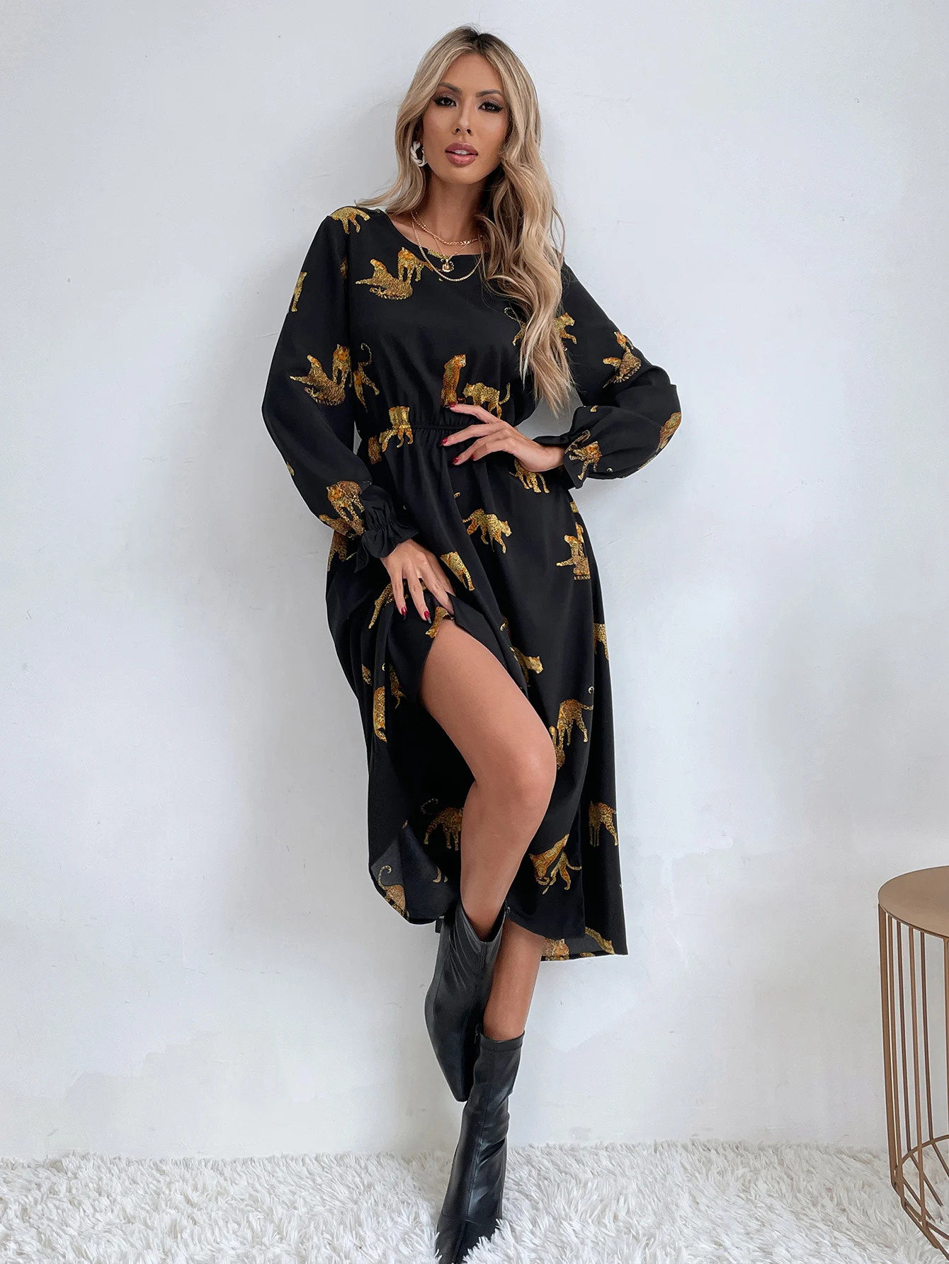 

Bodycon dress for women Square Neck Black Dress Women Elegant Cotton Fashion Side Split Dress Mini Ladies Basic