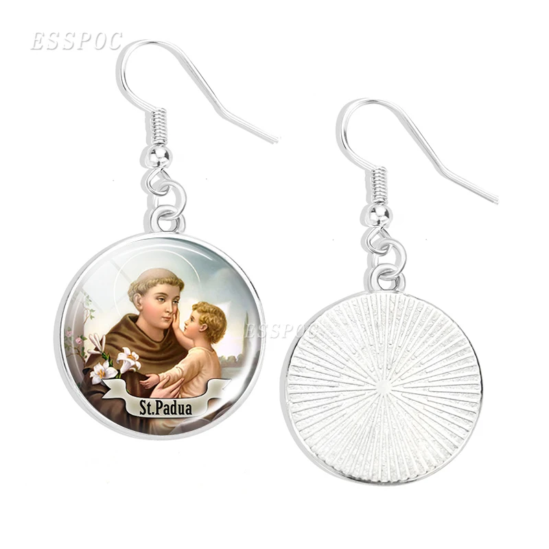 Висячие серьги в виде Святой Девы Марии ST JUDE стеклянный кабошон подвеска из