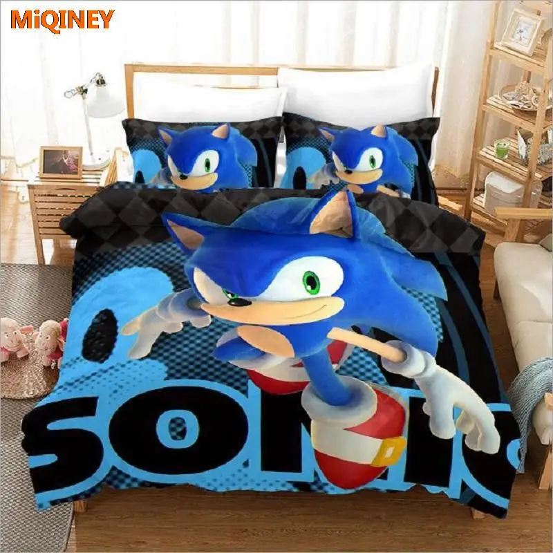 

2-3 Pieces Bedding Sets US/Europe/UK Size Sonic Quilt Cartoon Bed Cover Duvet Cover Pillow Case Sets Adult Baby Children