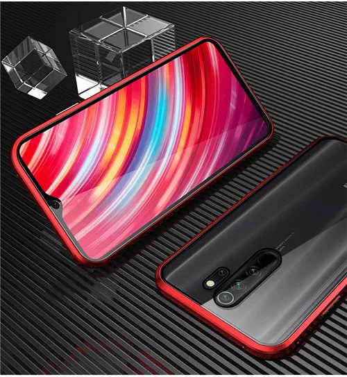Красный 360 Полный Магнитный чехол для телефона красный mi Note 8 8 Pro 7 K20 Pro двойной стеклянный чехол металлический бампер для Xiao mi CC9 mi 9 SE F1 MAX3 6X чехол - Цвет: Красный