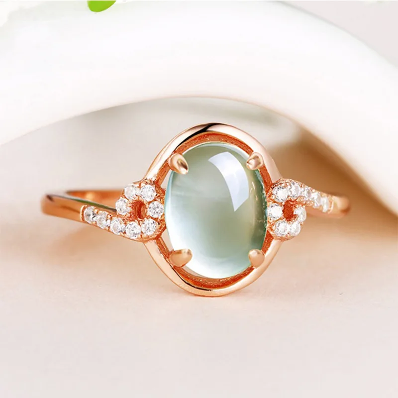 

Cute Female Moonstone Thin Open Ring Charm Rose Gold Color Engagement Ring Vintage Bridal Oval Wedding Rings For Women