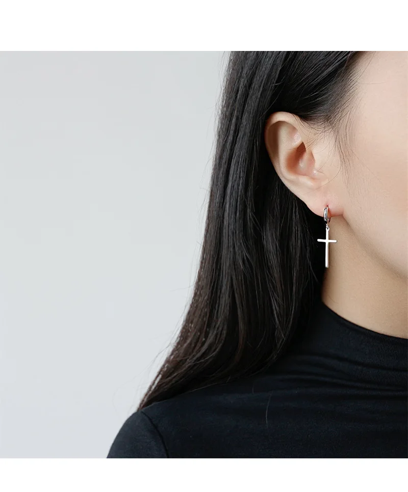 Punk Charm Jewelry Metal Ring Earrings Hanging Exaggerated Cross Pendant Earrings for Women Party Jewelry Earrings