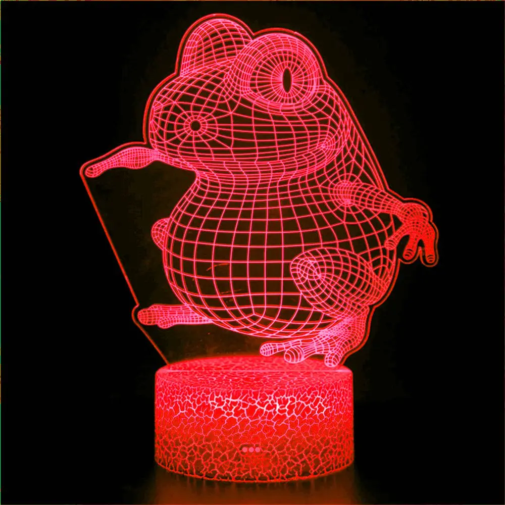 

3D cartoon animal frog LED hologram 7-color night light touch light children's ornaments decoration Halloween Christmas gift