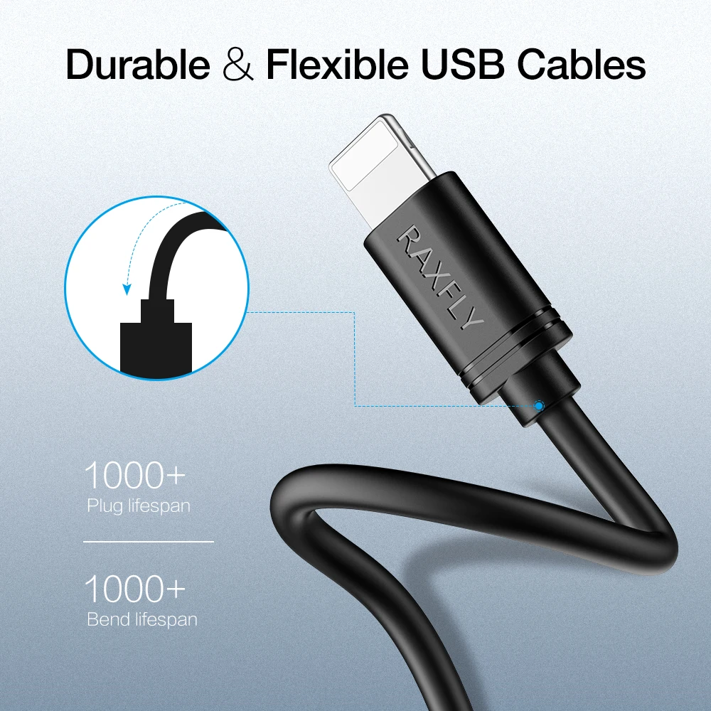 RAXFLY ПВХ USB кабель для iPhone X XS 8 Plus iPad 2.4A Быстрая зарядка Micro usb type C samsung Xiaomi телефон