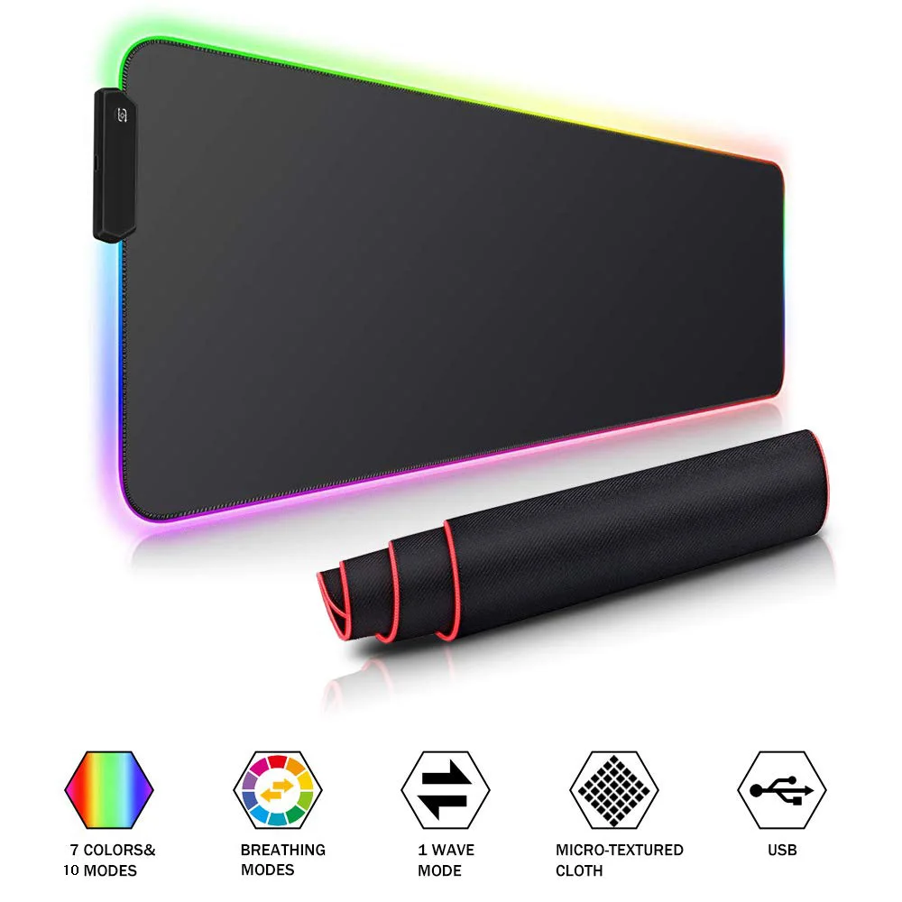 Игровой коврик для мыши RGB большой коврик для мыши 80*30 см большой коврик для Мыши Компьютерный коврик для мыши светодиодная подсветка поверхность Mause коврик для клавиатуры Настольный коврик