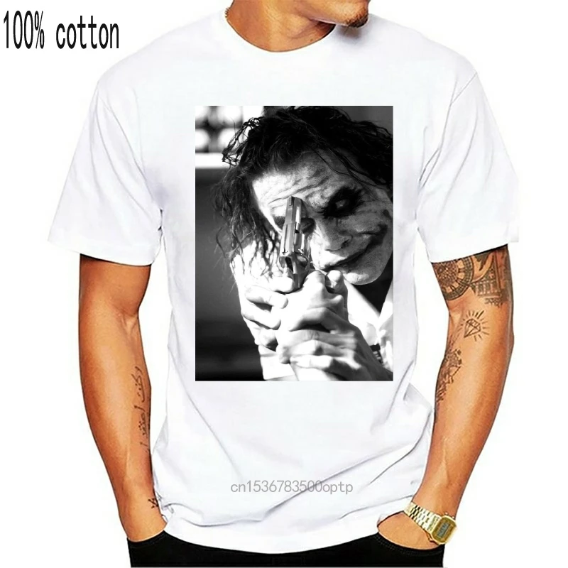 Джокер Хит Леджер пистолет футболка Размеры s от мед 3xl Мода аниме размера плюс