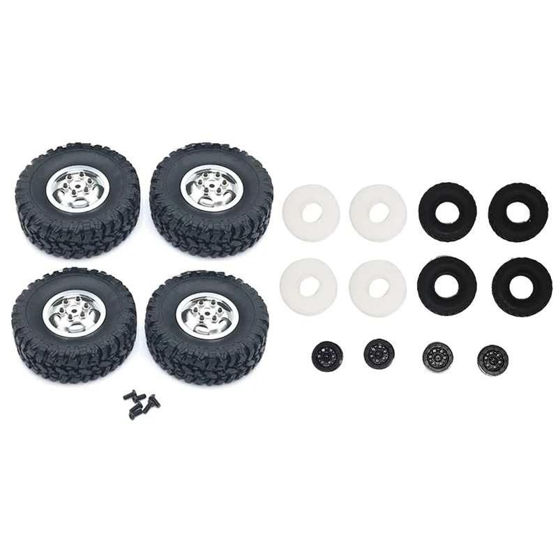 

2 Set Car Accessories: 1 Set Rubber Track Tires With Sponge And Wheel Rim & 1 Set Metal Wheel Rim With Rubber Tire Tyre