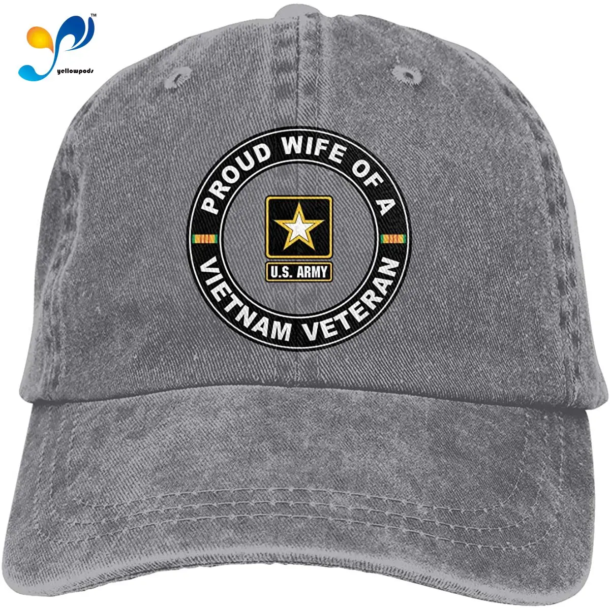 

U.S. Army Proud Wife Of A Vietnam Veteran Adjustable Baseball Caps Denim Hats Cowboy Sport Outdoor