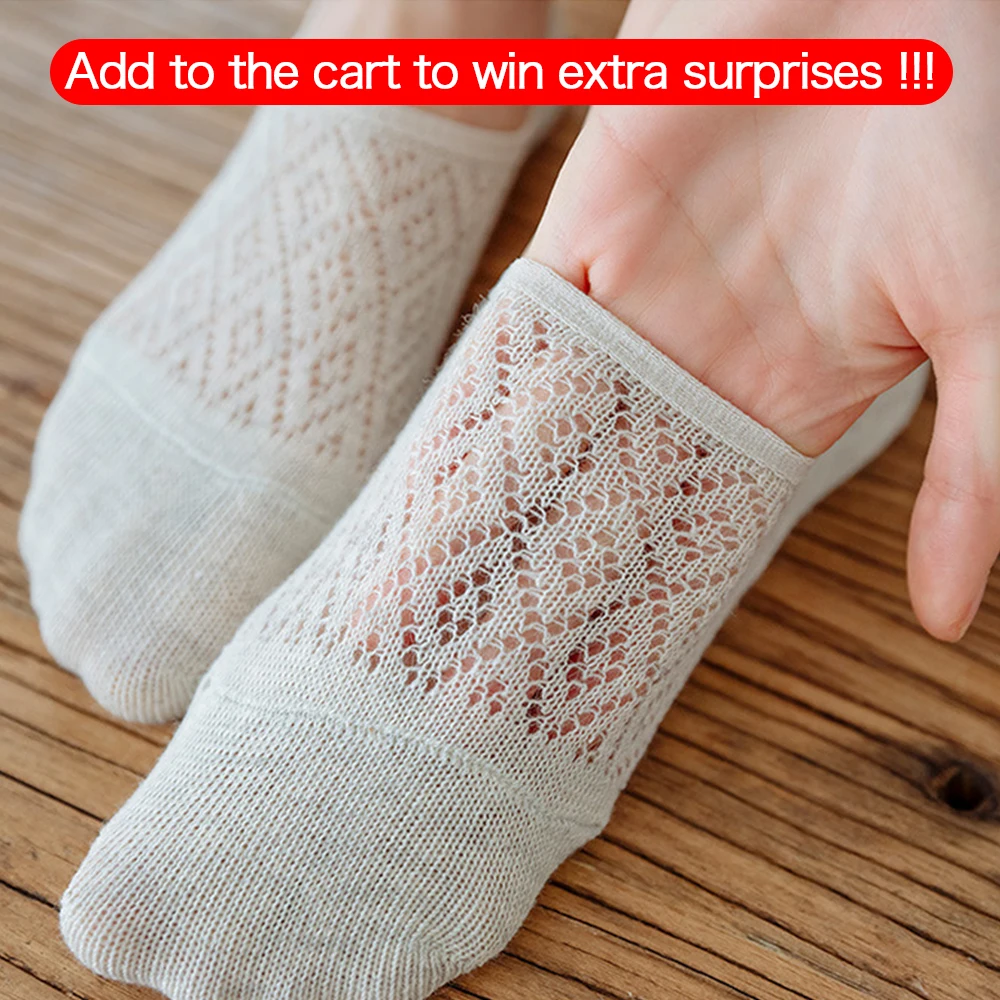 носки женские хлопковые 5 пар силиконовые противоскользяще в сетку невидимки
