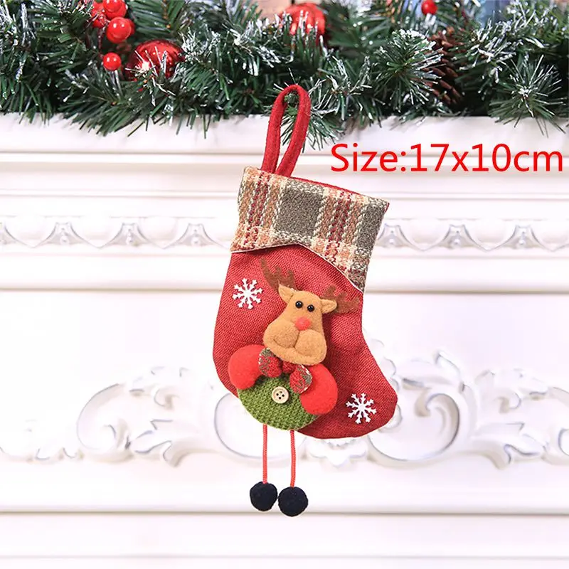 1PC J Рождественские носки с подвеской, ткань, Рождественская елка, лось, снежинка, орнамент, Рождественские узоры, вечерние украшения для дома, подарочный пакет - Цвет: 1PC J