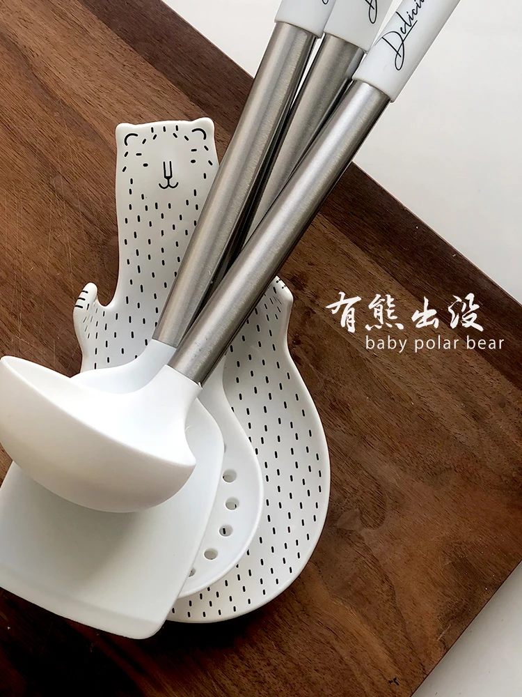 Маленький белый ложка с медведем стеллаж для выставки товаров шпатель Кухня