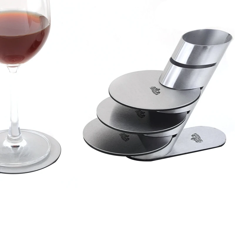 4Pcs/Set Spinning Drinks Coasters Stainless Steel Metal Coaster Cup Mat Pads Tableware Placemat Bowl Insulation | Дом и сад