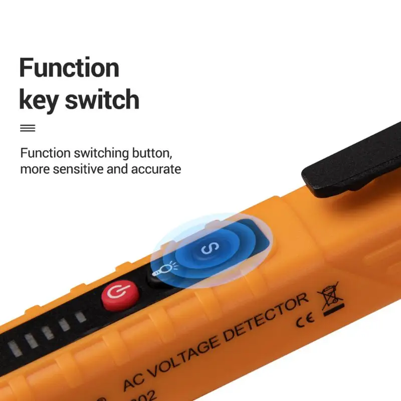 

Multi-function AC Voltage Detector Induction Test Pencil Sound/Light Alarm AC / 12~1000V Non-Contact Voltage Detector