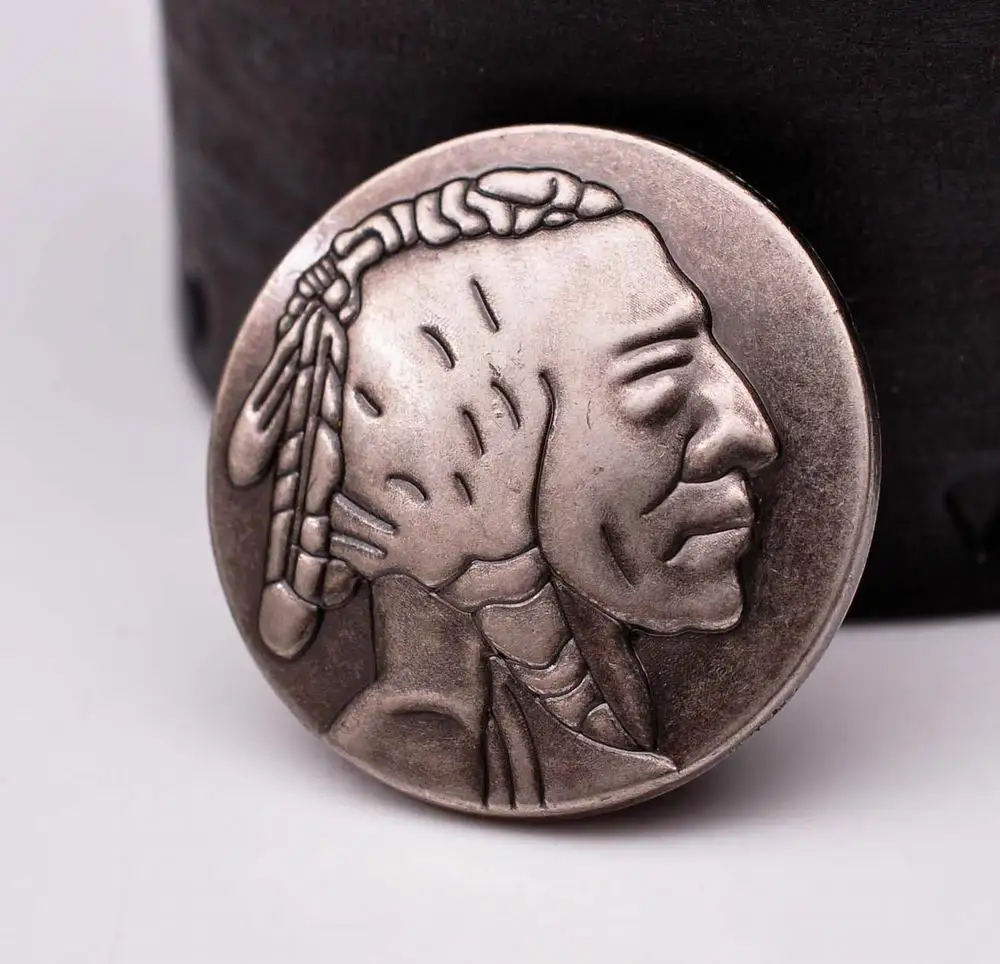 Silver 10X30*30 мм античная латунь/серебро Вестерн половина даллора никель индийская голова монета Concho для седла хедлал Bridle кожевенное ремесло - Цвет: Silver