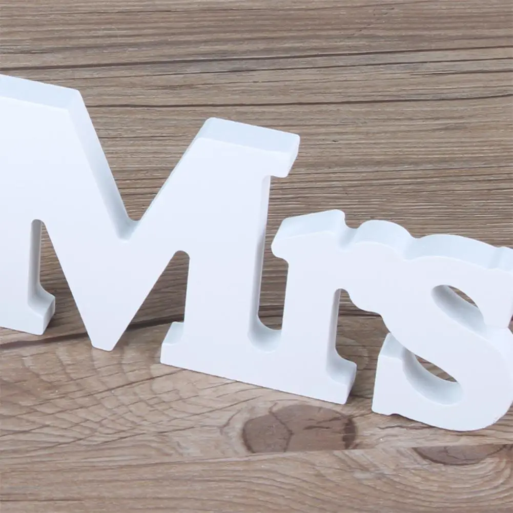 Белый знак Mr And Mrs буквы деревянная стойка настольные Свадебные украшения | Дом и