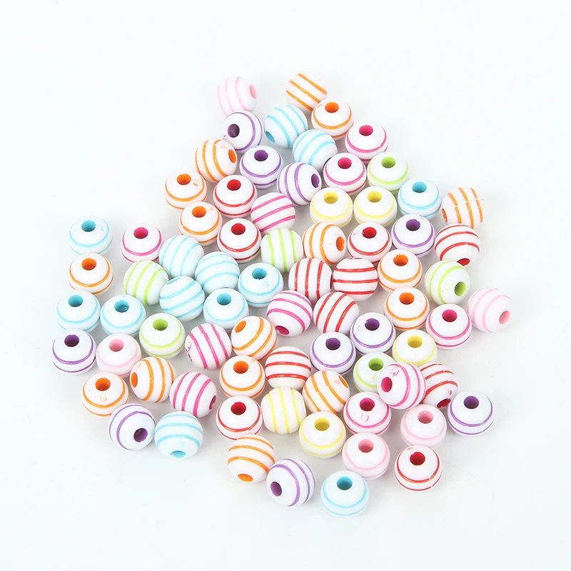 Бусины для изготовления ювелирных украшений круглые акриловые бусины в полоску