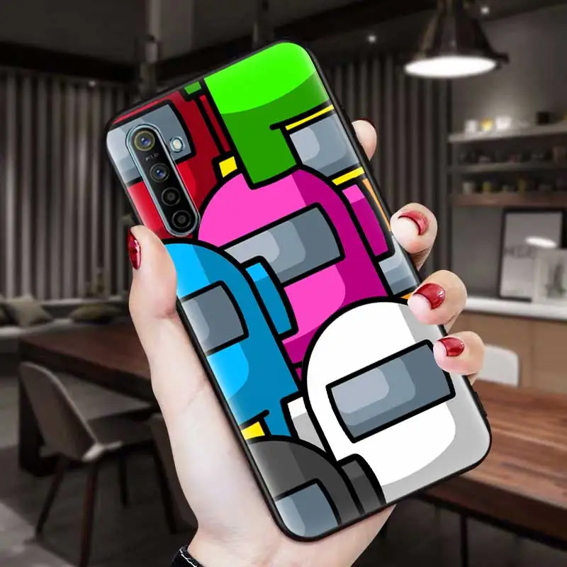 

Among Us Game Phone Case for Realme Q2 Pro 5 6 7 X7 Pro V5 5G Fundas C3 C11 C15 XT Soft Silicone Black Cover Coque Shell Capa