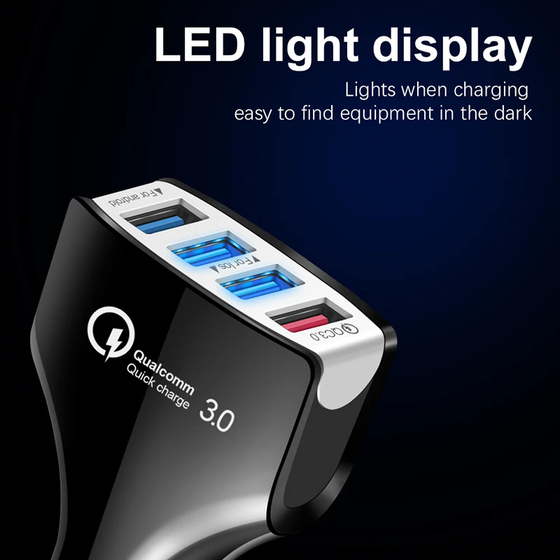 4 в 1 Универсальное автомобильное быстрое зарядное устройство порта USB QC3.0 + 3.1A