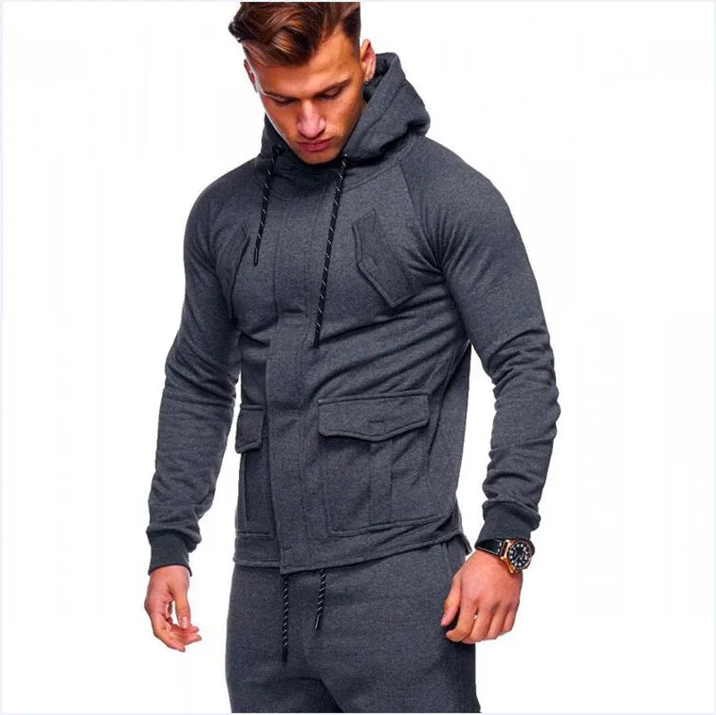 

Zipper Tracksuit Men Set Leisure 2 Pieces Sweatsuit Mens Sweatshirts Sweatpants Hoodies Jacket & Pants Men Sportswear Suit