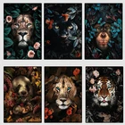 Панда, тигр, Лев, джунгли, дикие животные, искусство, холст, живопись, Постер и печать, рисунок, настенное искусство для гостиной, домашний декор (без рамки)