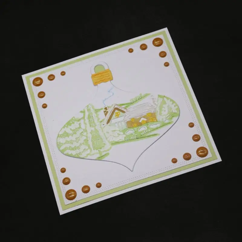 Новогодняя елка с домиками металлическая прорезной трафарет для окраски DIY