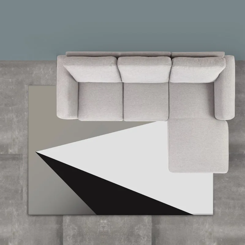 

Black and white gray gradient Large living room rug Sofa kitchen bedroom bathroom bed side home carpet Room decor Floor mat