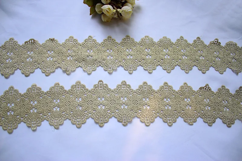 8 5 см/3 34 &quotШирина ярдов Золотой водорастворимый кружево обрезки Винтаж Venise