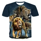 Новинка лета 2021, Мужская футболка с круглым вырезом, одежда с короткими рукавами, футболка с 3D-принтом животного и Льва, мужская Свободная Повседневная футболка большого размера
