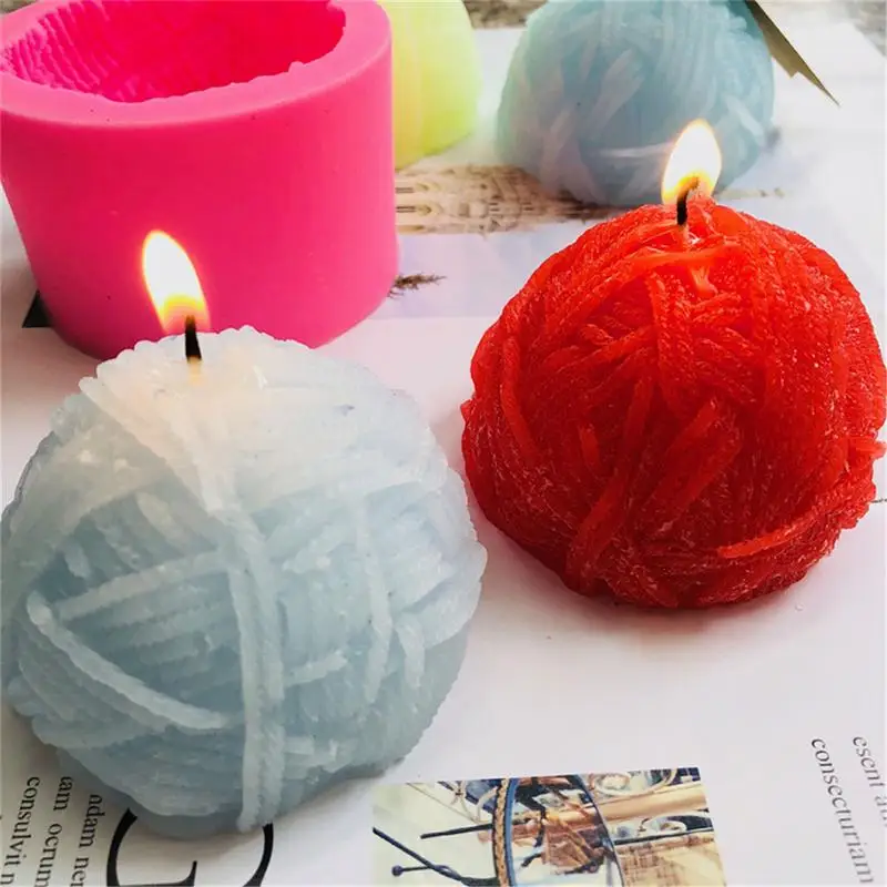 

Round Wool Silicone Candle Mold DIY Clay Craft Mold Hand Making Aroma Candle Gypsum Tool Fondant Cake Decoration Christmas Molds