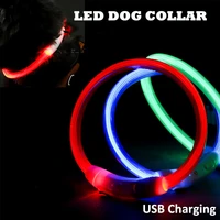 led dog collar glowing for dogs constant light usb rechargeable colorful night walking pet collar quick flashing luminous safe