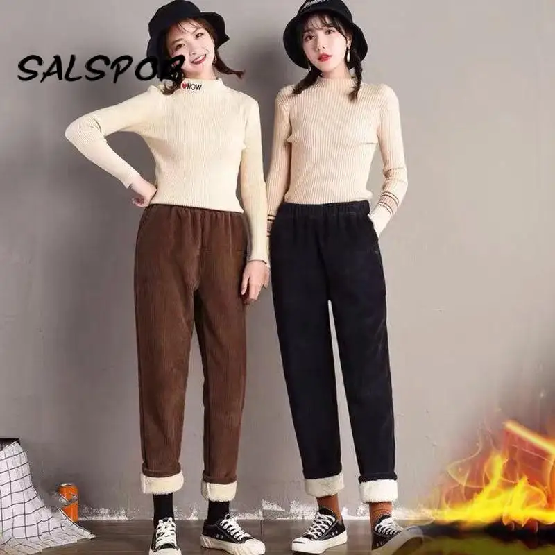 

SALSPOR зимние Вельветовые женские брюки плюс вельветовые брюки из овечьей шерсти сохраняют тепло женские повседневные Модные брюки большого ...