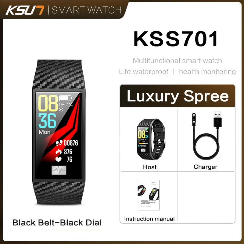 KSS701-B KSUN KSS701 Смарт-часы фитнес-браслет MiBand Band 3 большой сенсорный экран oled-сообщение частота сердечных сокращений смарт-браслет - Цвет: KSS701-B