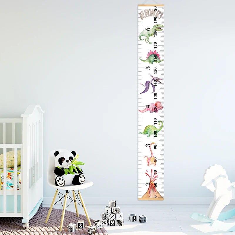 Линейка с мультяшным динозавром деревянная подвесная высота таблица роста Декор