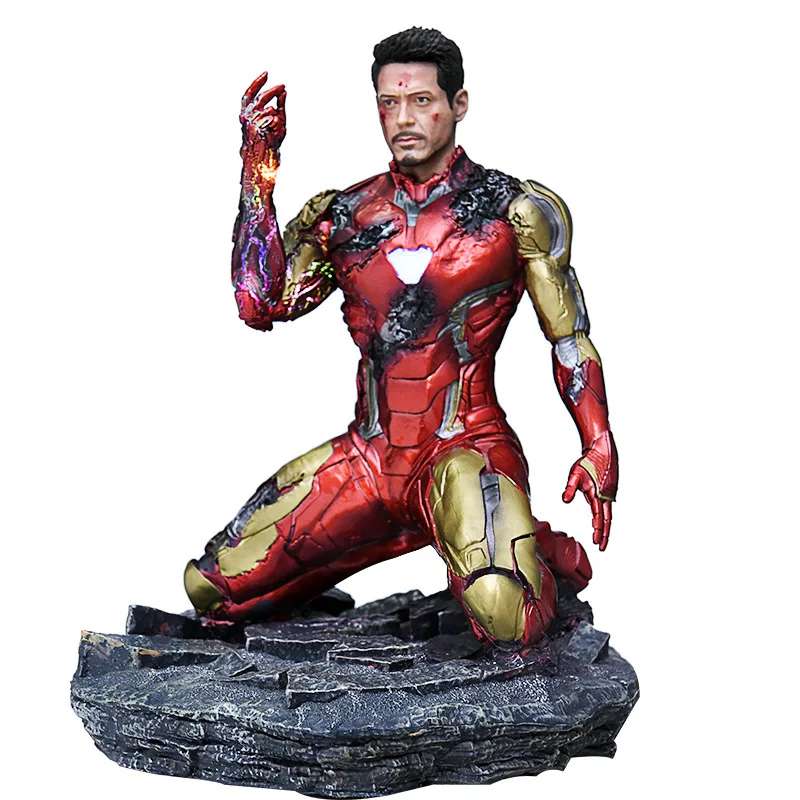 

Disney Marvel Avengers 16cm Kneeling Iron Man Finger Snap The Fingers War-damaged Mk85 Figure Model Toy Ornament Action Dolls